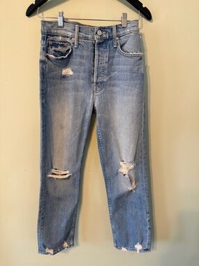 MOTHER Light Blue Distressed Boyfriend Jeans
